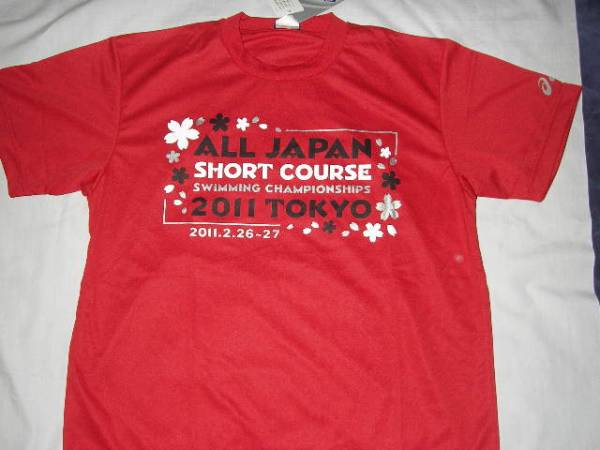 アシックス新品ＡＬＬＪＡＰＡＮ水泳東京大会記念Ｔシャツ赤Ｌ_1