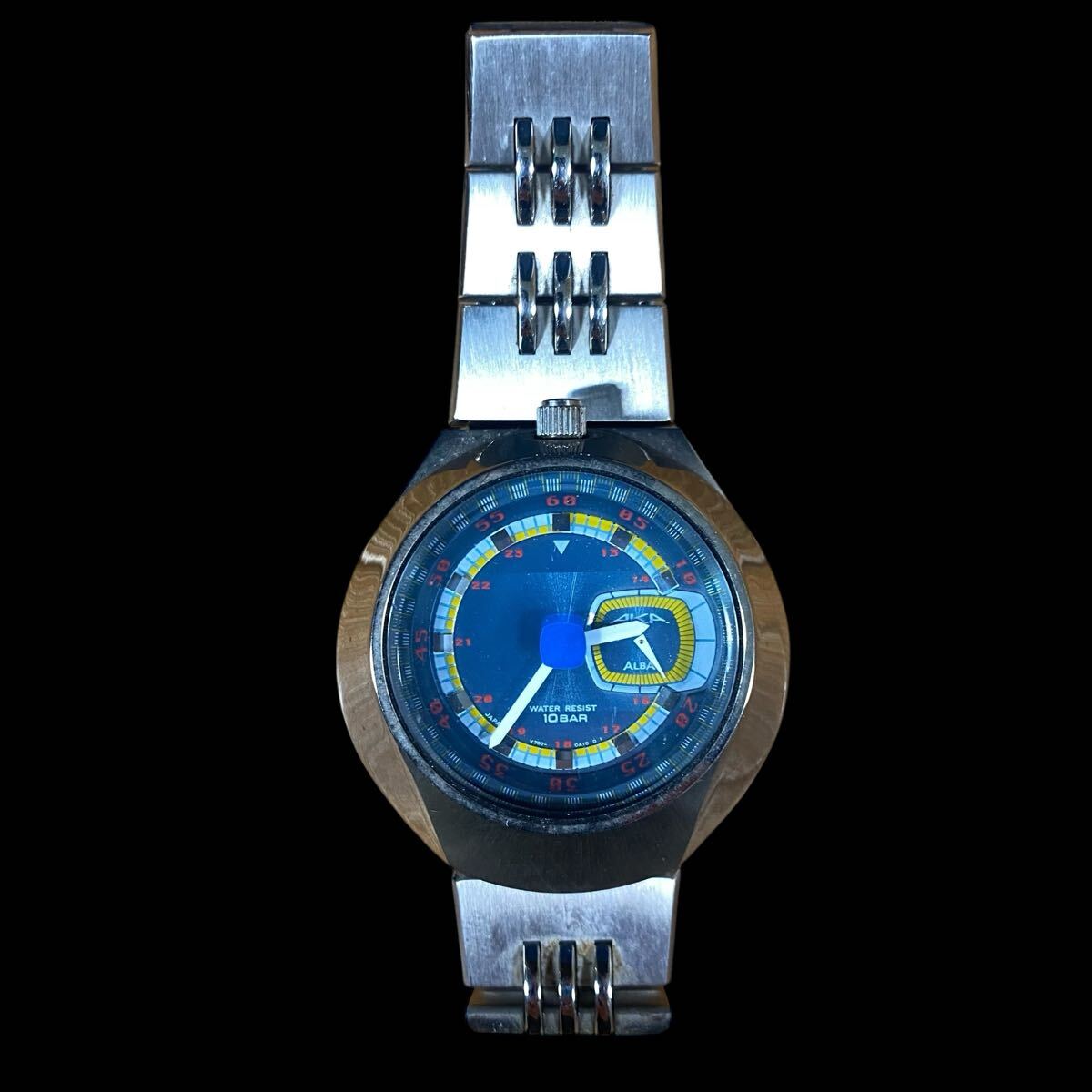 ☆SEIKO ALBA AKA ツノ IKKAKU V707-0A10【2本まとめ】 青文字盤 銀