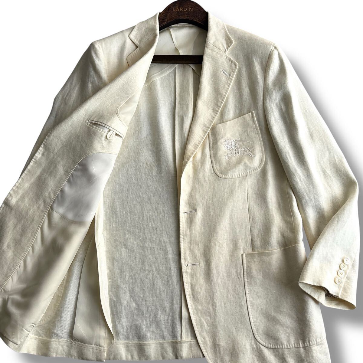 美品□BURBERRY LONDON バーバリー ロンドン【L】麻 リネン テーラード