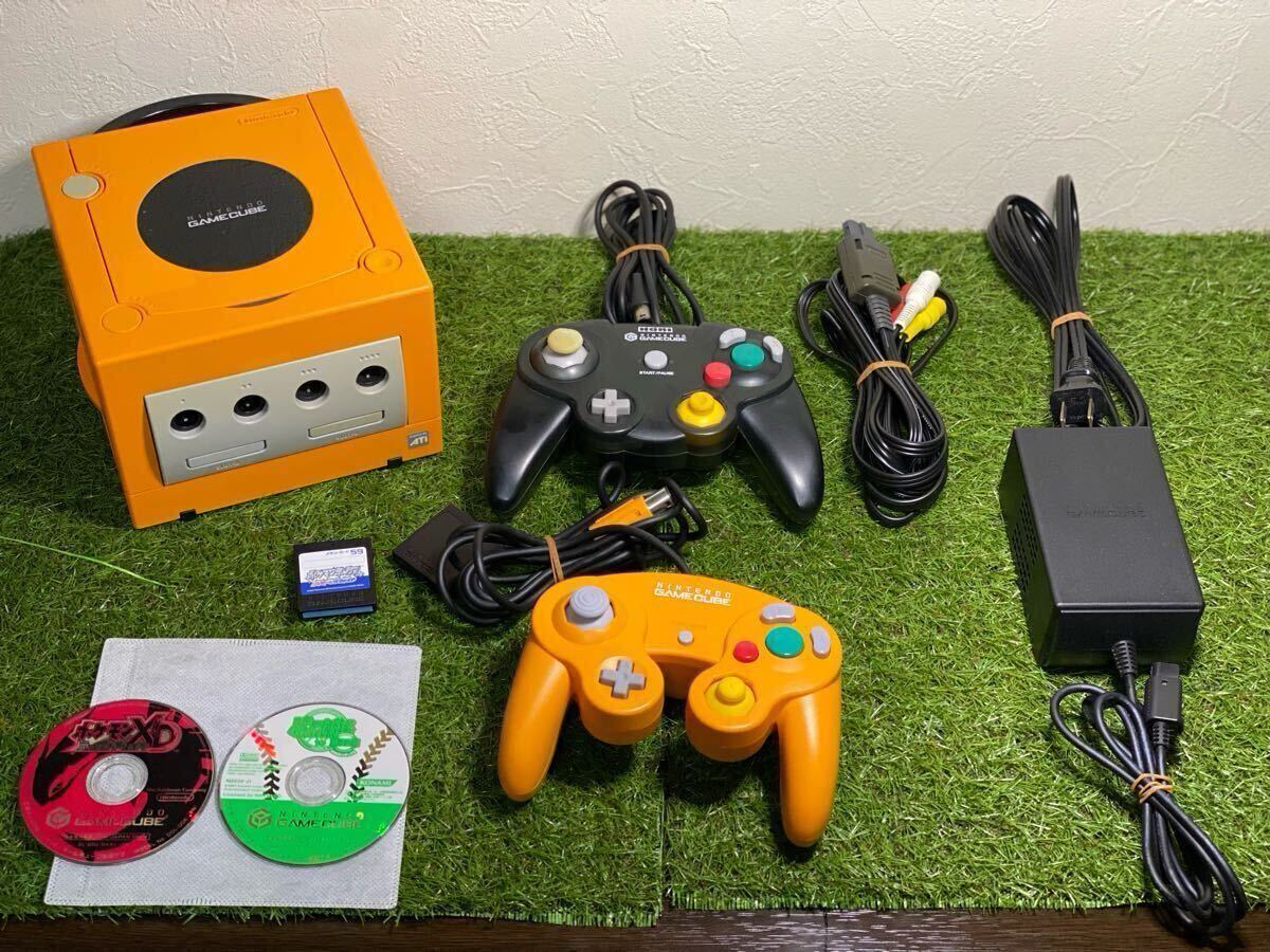 任天堂　ゲームキューブ　動作OK　本体　コントローラー 新品　DOL-101 任天堂 ゲームキューブ オレンジ DOL-101 コントローラー2個(純正