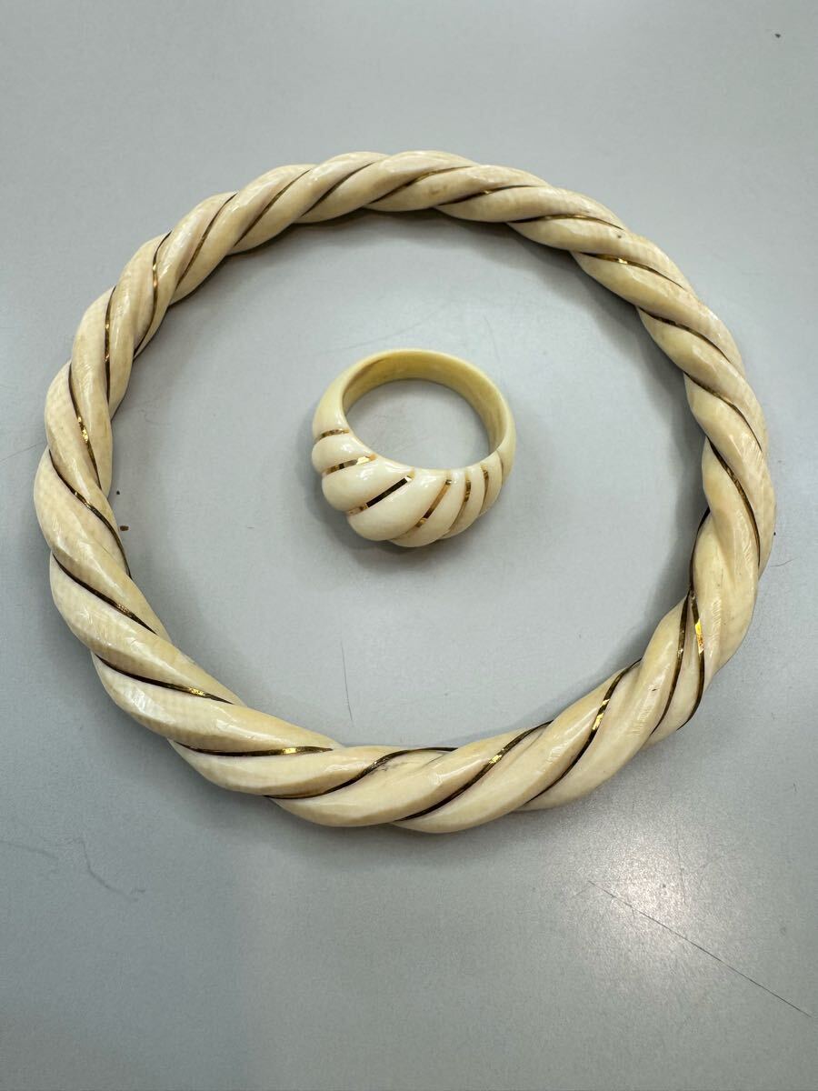 1円】象牙風 クリーム色 アイボリー アクセサリー おまとめ 総重量 約