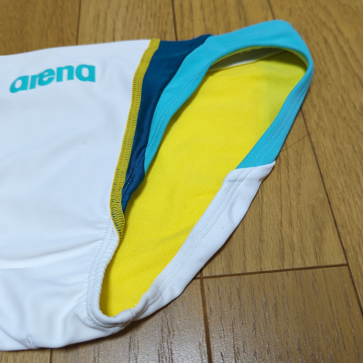LAR-5301 Mサイズ ホワイト×ターコイズ 競パン 競泳水着 メンズ ビキニ