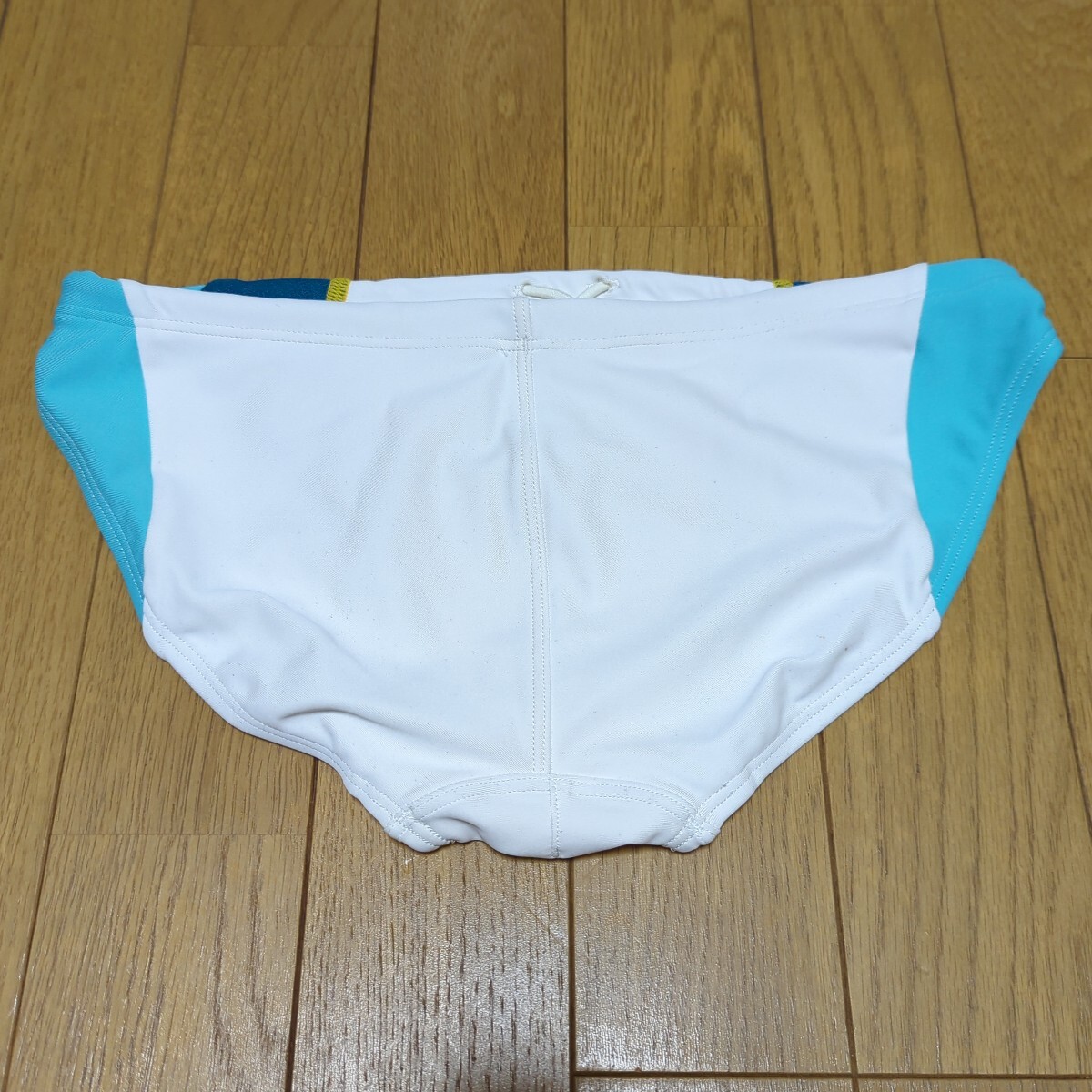 LAR-5301 Mサイズ ホワイト×ターコイズ 競パン 競泳水着 メンズ ビキニ