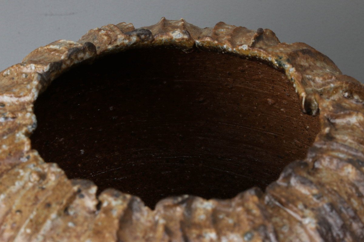 伊勢崎晃一朗 備前花器 共箱 栞 黒田陶苑図録 本物保証(花器、壷