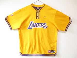 送料無料 当時物 美品 NIKE ナイキ NBA ロサンゼルス・レイカーズ 半袖 シューティングジ