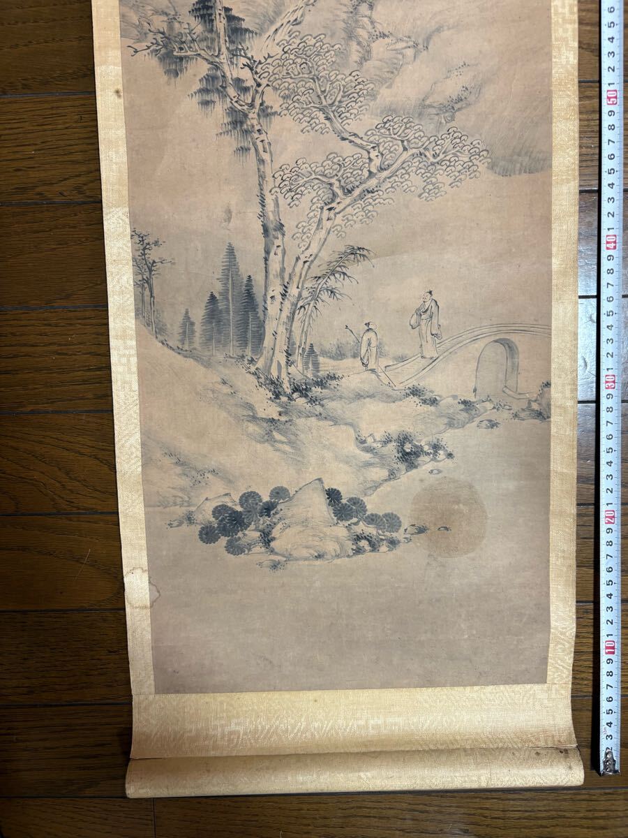 真作】中国 掛軸 中国美術 古美術 2本 まとめて 山水画 鷹図 水墨画