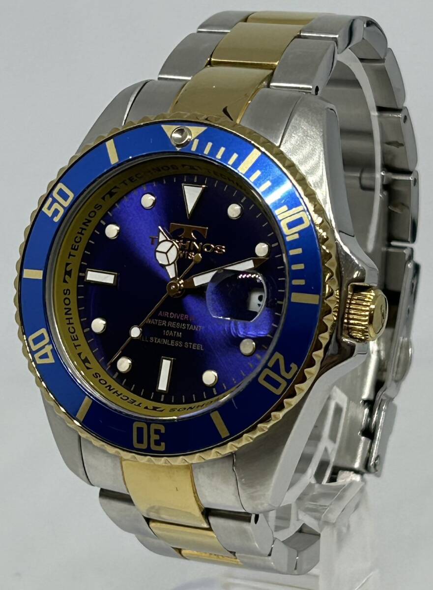 ☆文字盤のブルーがさわやか TECHNOS 腕時計 稼働 TAM629 テクノス ☆文字盤のブルーがさわやか TECHNOS 腕時計 稼働 TAM629 テクノス