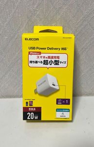 711i0818 エレコム USB 充電器 PD対応 20W Type-C ×1ポート 小型 軽量 iPhone iPad スマ