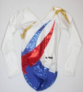 クリスチャンモロー 新体操レオタード 希少品 Sサイズ 中古品扱い (ホワイト/ブルー レッ