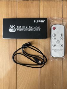 BLUPOW HDMI切替器 8K UHD 5x1 HDMI Switcher 8K@60hz/4K@120hz/HDR リモコン 電源ケーブ