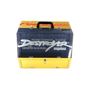 【美品】メガバス MEGABASS アサイラム ゴールド×クリアパネル アルミ タックルボックス