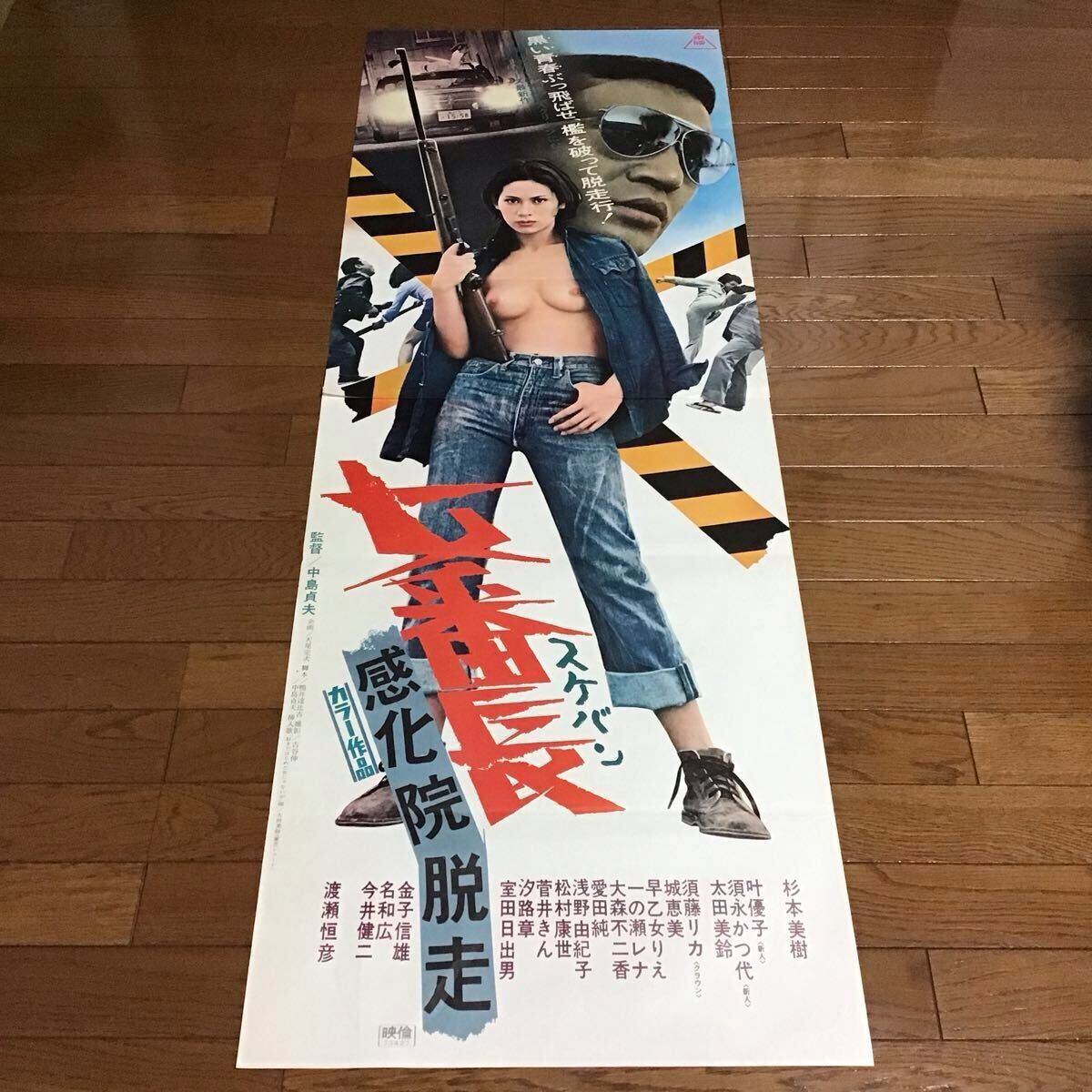 女番長 スケバン 感化院脱走 立看 映画ポスター 杉本美樹 渡瀬恒彦 