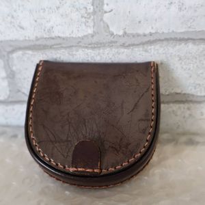 *ロウ引きコードバン*コードバン*馬蹄型*レザー*コインケース*小銭入れ*ダークブラウン*