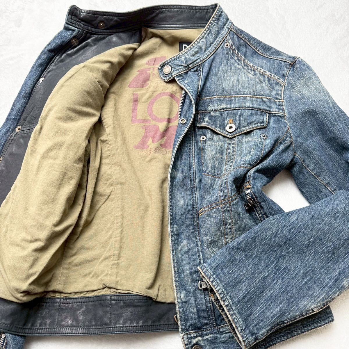2099極美品 ドルチェ＆ガッバーナ DOLCE&GABBANA D&G 本革 ラムレザー