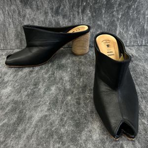 【美品】ミハラヤスヒロ ミュール オープントゥ チャンキー　サンダル　レザー　25cm ブ