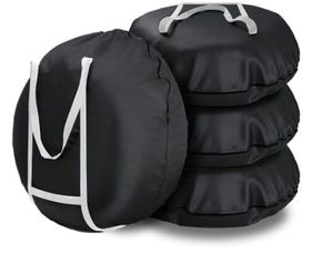 ブラック Lサイズ タイヤカバー 屋外 防水 420D タイヤ収納 UVカット