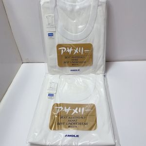 即決 送料無料 未使用 L2枚セット★ANGLE アサメリー 半袖丸首Tシャツ 薄手肌着 綿100%