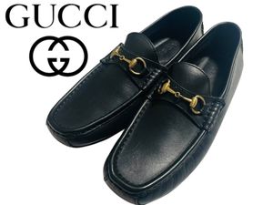 A70 890【中古】★GUCCI グッチ ホースビット ドライピングシューズ ローファー 37 1/2M