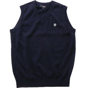 新品 ミスターヴァン 25秋冬 ウール混 ニット ベスト 紺【va1854229_79_M】 MR.VAN Vネッ