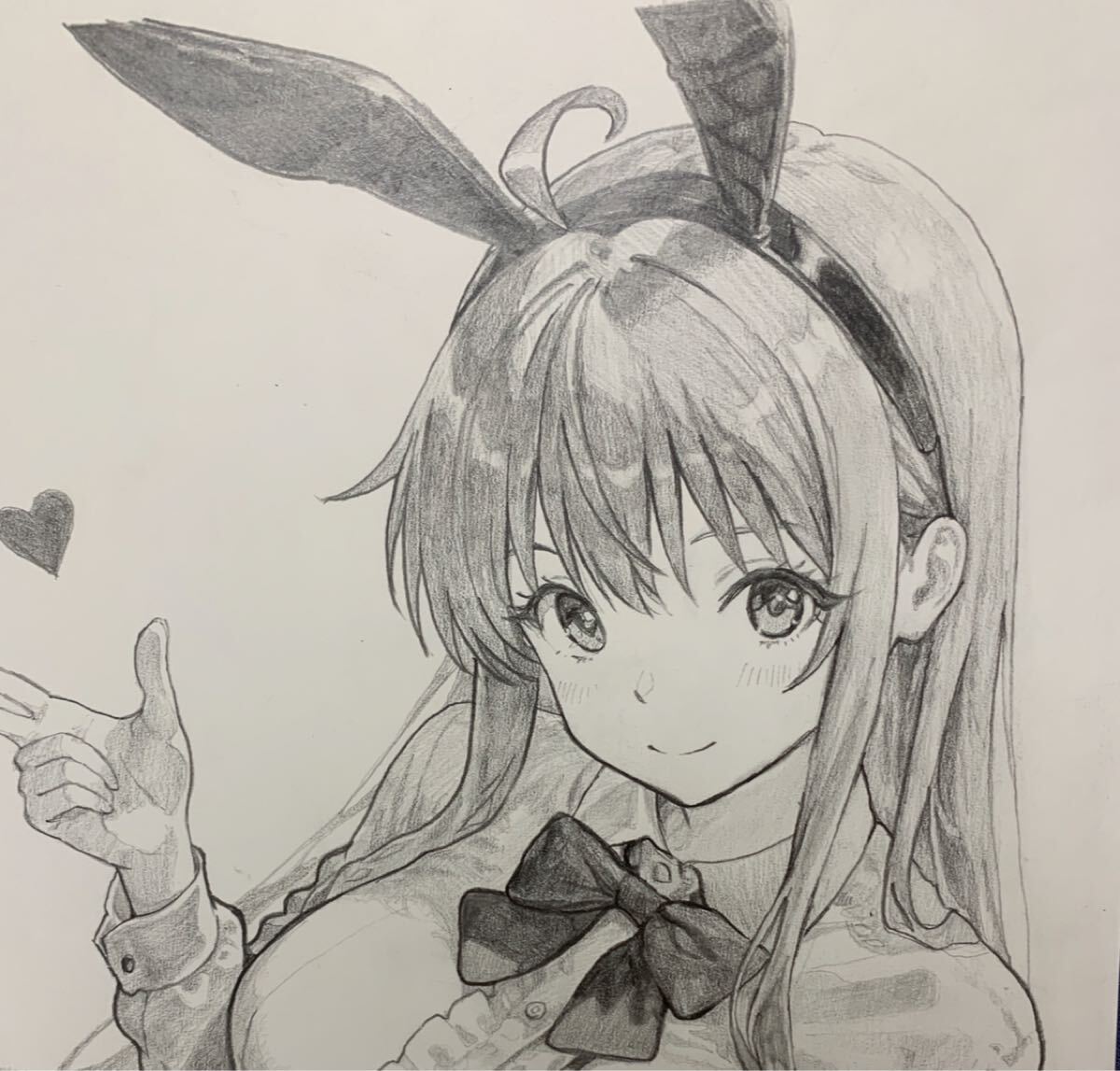 手描きイラスト 手書きイラスト 鉛筆画 オリジナルキャラ ケント紙