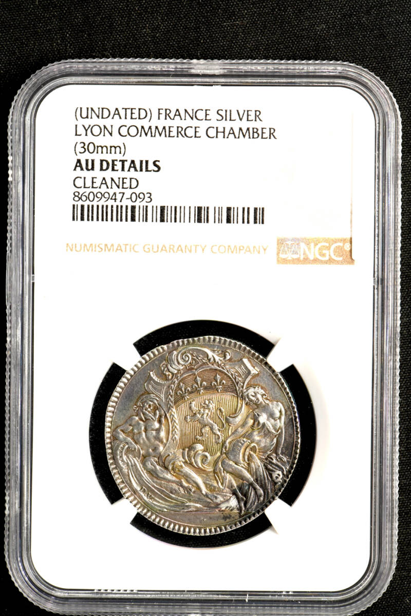 ☆日終【NGC AU D 超希少品】17XX年 フランス ジェトン銀貨 リヨン商工