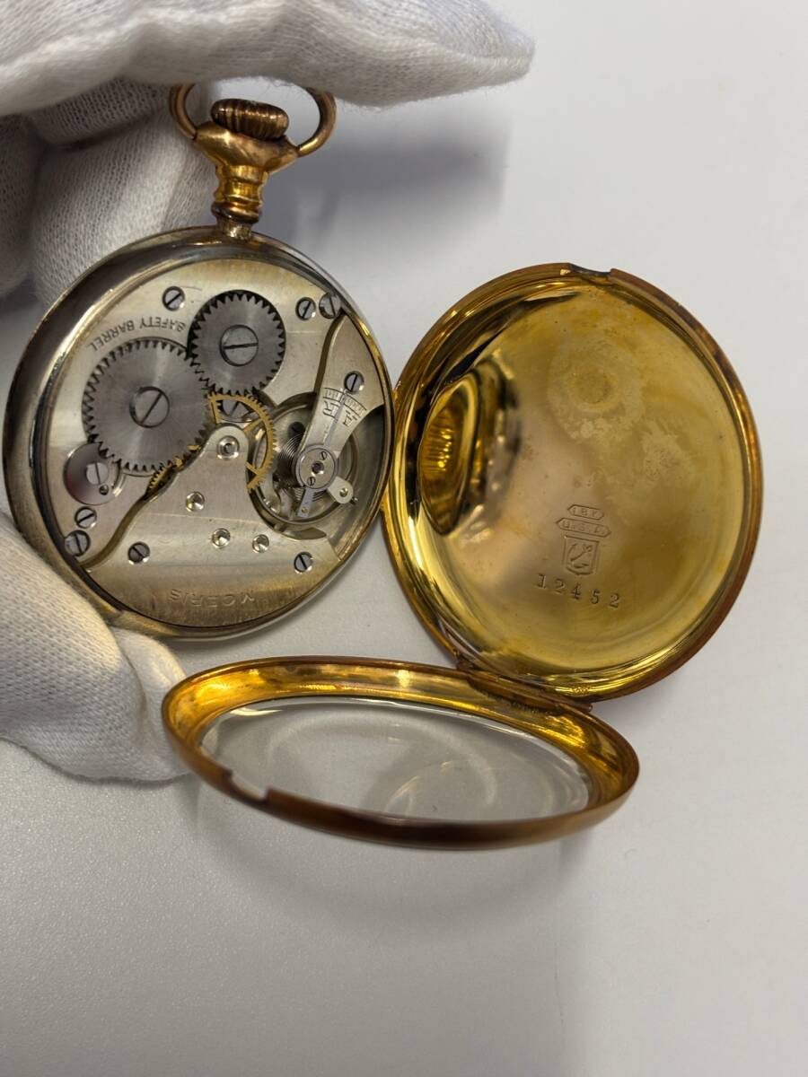 稼働品】 MOERIS モーリス 懐中時計 手巻き 金無垢 18K刻印 ホワイト
