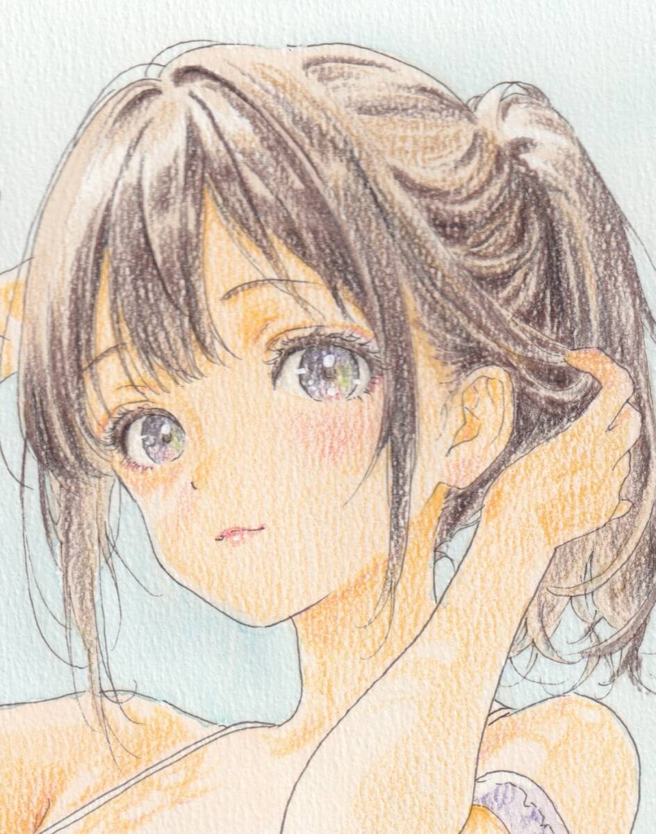 一点物】 オリジナル ポニーテール ビキニ 水着 美女 美少女 手描き