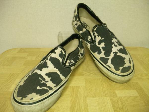 △VANS バンズ USA製 スリッポン 牛柄 サイズ10 米国製△(28.0cm 