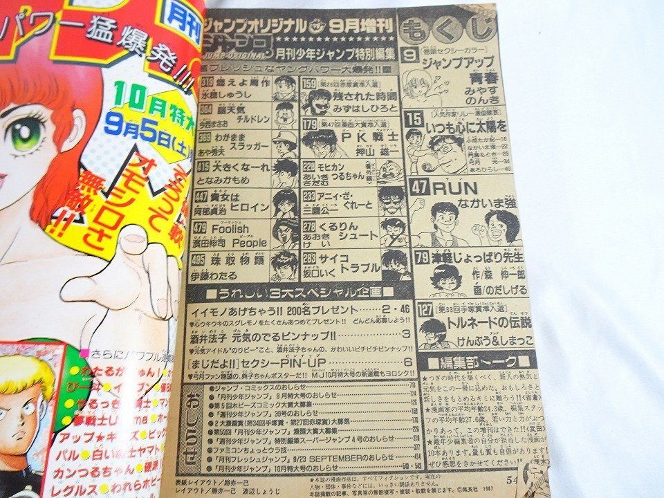月刊少年ジャンプ オリジナル 1987年9月増刊 ORIGINAL 付録:ピンナップ