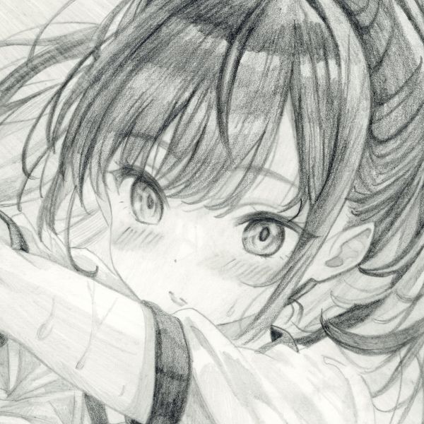 原画】鉛筆画 【汗輝くテニスウェア】手描きイラスト オリジナル