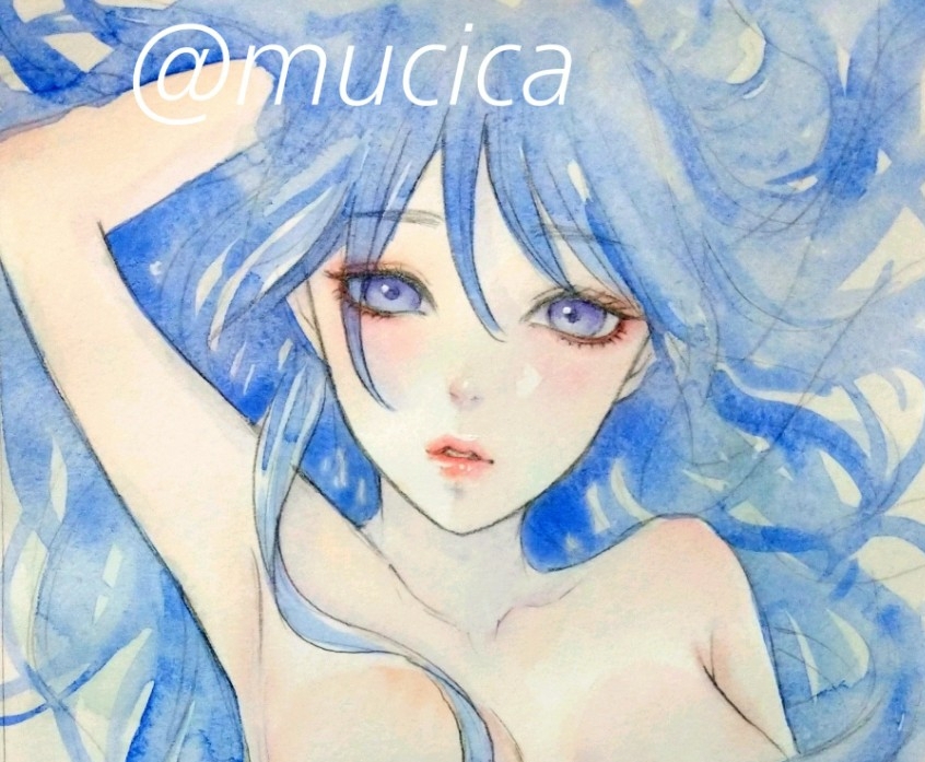 肉筆原画 手描きイラスト オリジナル 美人画 水彩画 絵画 ドローイング