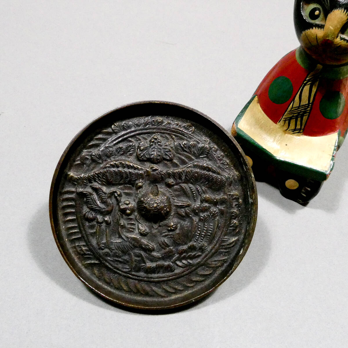 江戸時代　古鏡　和鏡 銅鏡　　円鏡　鶴亀松 銅鏡 鶴亀の値段と価格推移は？｜11件の売買データから銅鏡 鶴亀の価値