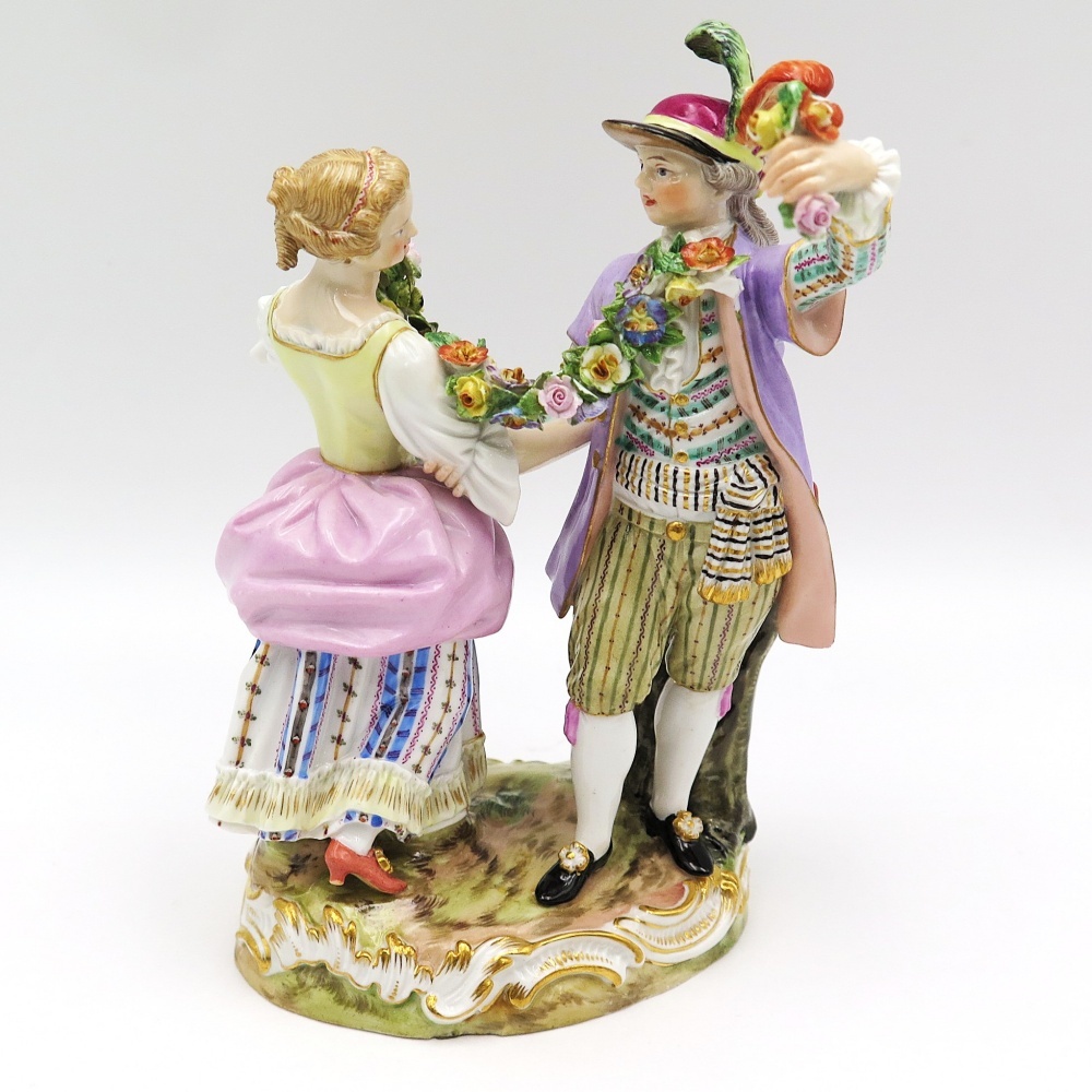 1円〜 Meissen オールドマイセン D11 踊る庭師の男女 フィギュリン
