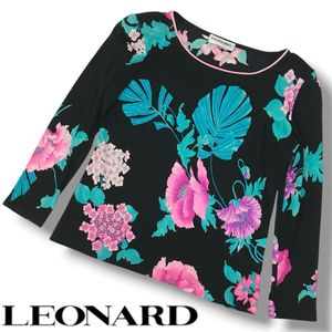 LEONARD レオナール 花柄 長袖 ニット 薄手 シルク&カシミヤ フラワー