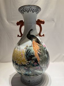 猫 景徳鎮 花瓶 置物 骨董品 中国 景徳鎮の花瓶/中国/龍/花柄/骨董