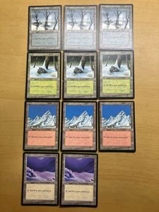 MTG 旧枠130枚以上まとめ売り（アイスエイジ冠雪土地46枚・稲妻等） EX