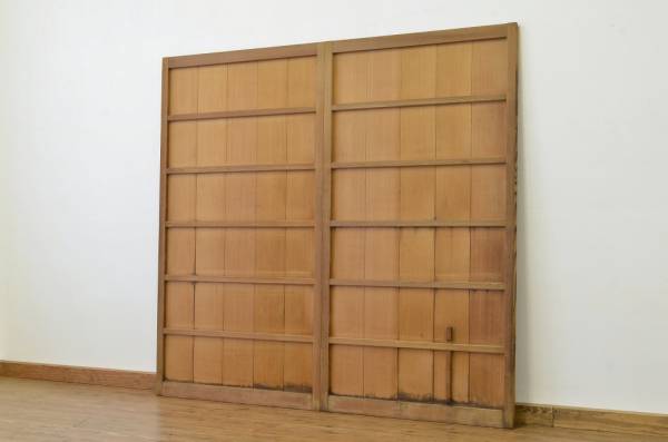 R-005954 昭和レトロ シンプルな木味引き戸2枚セット（帯戸）