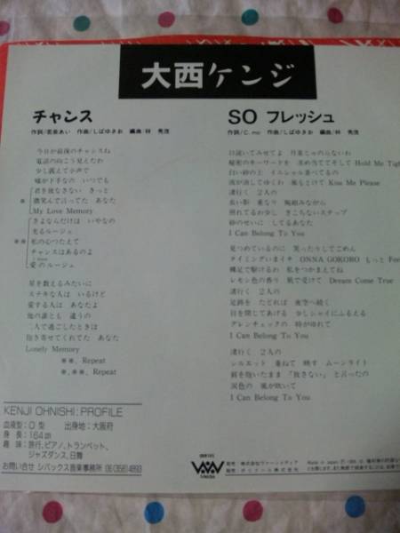 大西ケンジ（はるな愛）「チャンス」「SOフレッシュ」極レア盤 