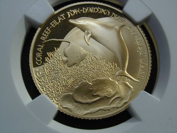 イスラエル 2012年 ＰＦ７０　ドルフィン１０ＮＳ金貨プルーフ_2