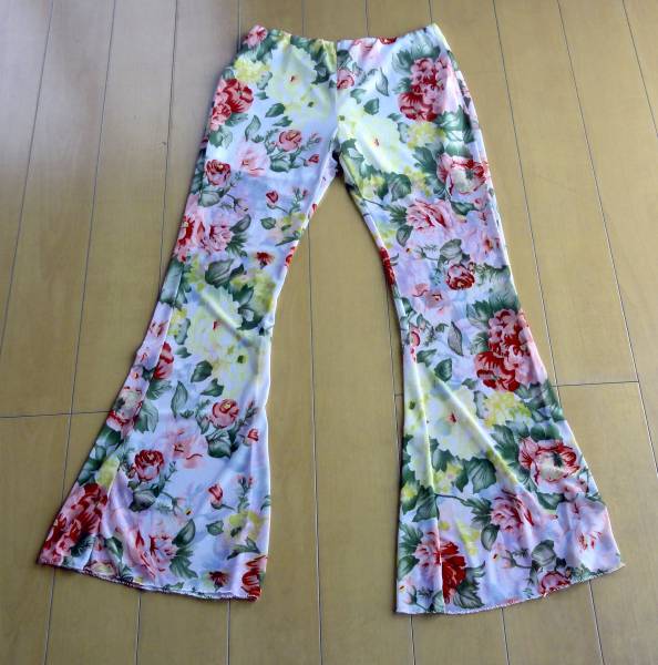 ■ベリーダンス衣装　パンツ　フィットネス　ピンク　花柄_1