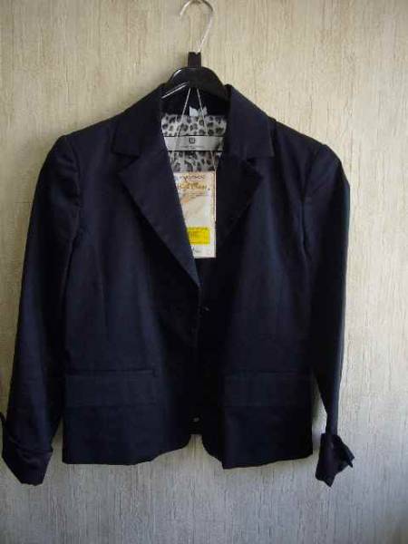 フランクウィーンセンス紺色サテン風ジャケット38ネイビー