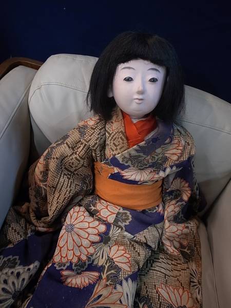 □戦前戦後 大型市松人形 福寿斎 山堂人形師 縮緬 福耳□2尺(市松人形 