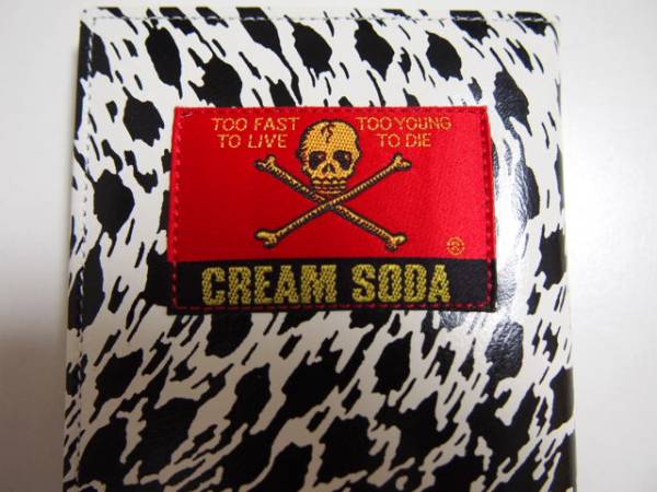 クリームソーダ財布/金タグ/角ドクロ/白豹柄/90年代デット/貴重(長財布