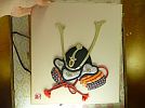 ■端午の節句飾りに兜の押絵細工■工芸飾り額■作家不詳■落款有