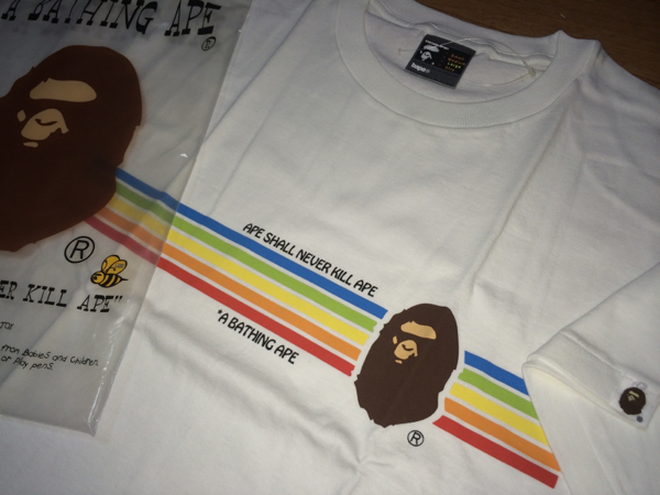 BAPEレインボーTシャツ(G-SHOCKエイプAPEキムタクHEROダウン限定(L