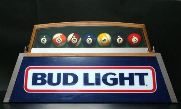 1986 BUDLIGHT ビリヤードテーブル ライト アドバタイジング ランプ 
