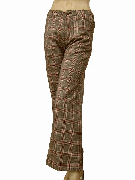 H新品同様★クリスチャンオジャール★シルクウール★上質チェック柄パンツ★38号(Mサイズ)/レディース