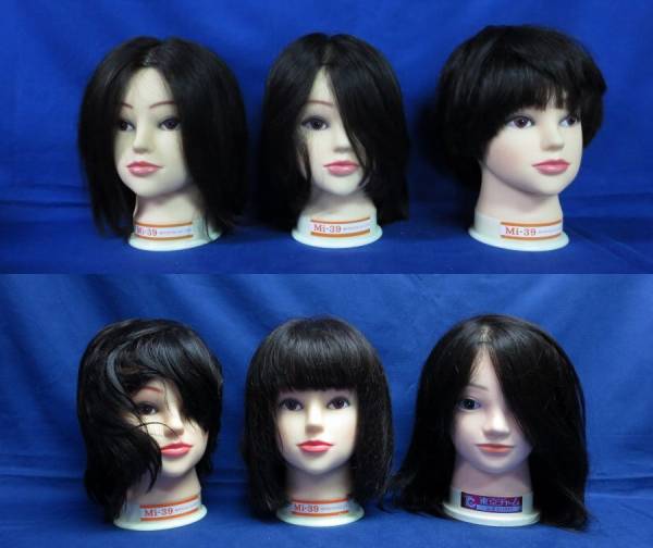 Y14019★未使用/カットウィッグ/(株)三矢/ヒューマンヘアー6点★