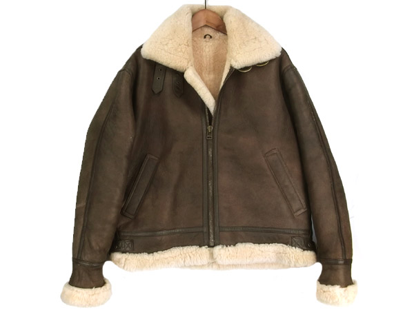 美品 AITOZ CORP 羊革 リアルムートン TYPE B-3 ボマーJKT 茶/M(M 