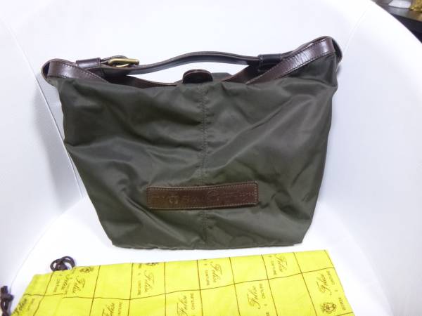 ★☆フェリージ ナイロン×レザートートバッグ カーキ×茶　☆★